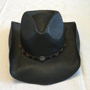 CONNER Toyo Black Straw Cowboy Hat Small Medium Excellent Pre-owned